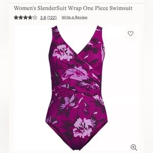 NWOT Lands End Crimson Rose Abstract Floral Slimming One-Piece Swimsuit Sz 10